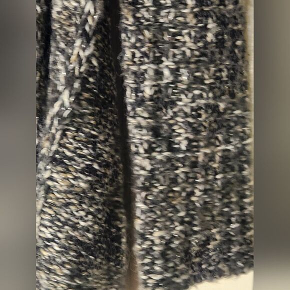 LaModeEstaVous 1/S BlackWhite Lngslv CableKnit WOOLMOHAIRBlend WomenOpenCardigan - Picture 8 of 11